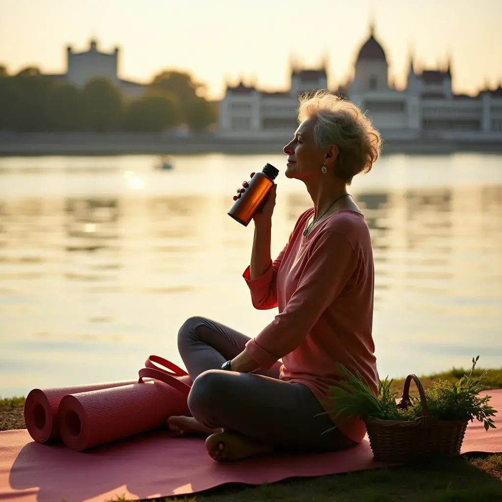 Szívbarát gyógynövényes teakeverék bemutatása egy üvegben.
